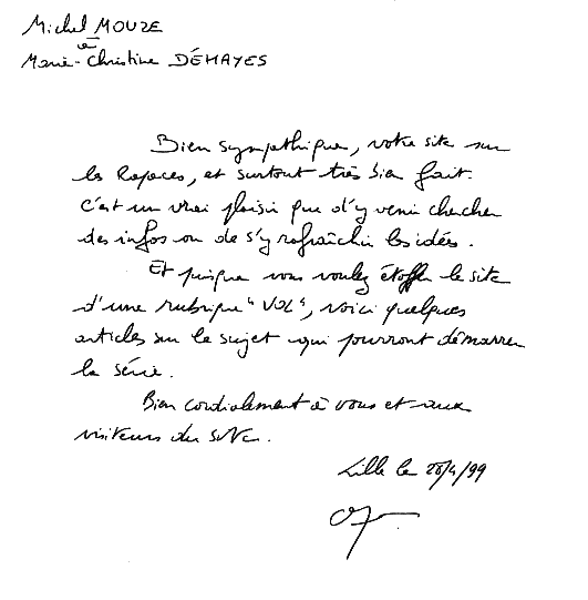 Lettre de Michel Mouze